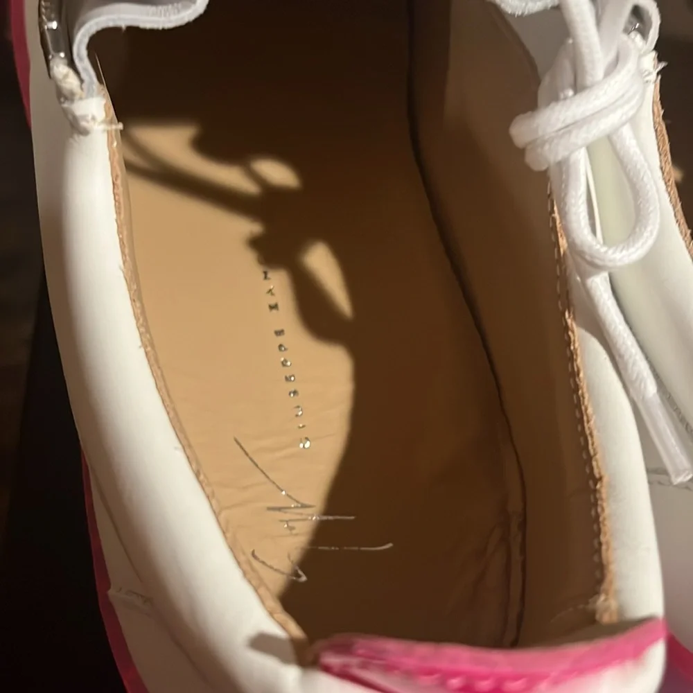Giuseppe Zanotti size 41 pink bottom white sneaker. W-41 NWB - Picture 6 of 13